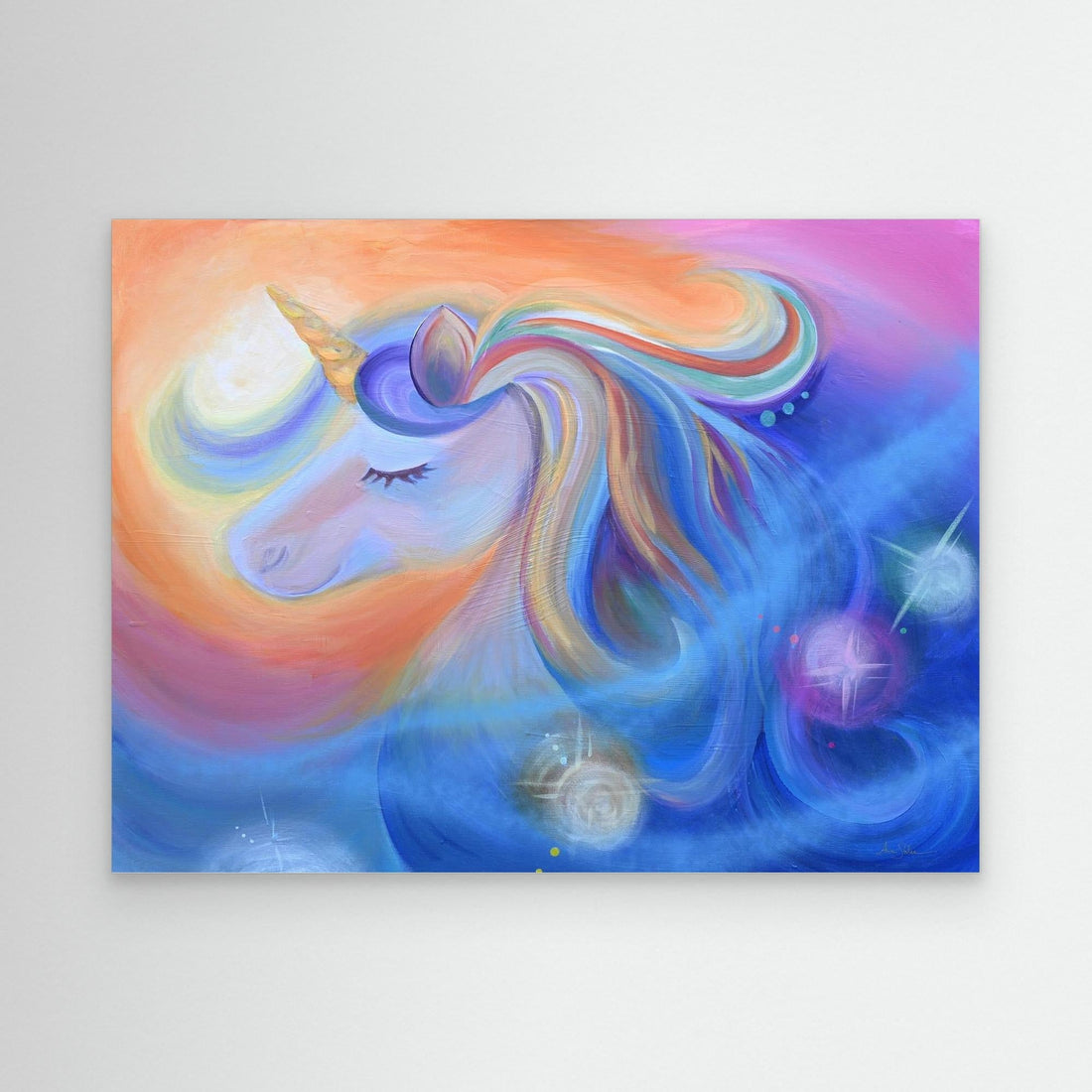 After five months hidden in the studio, the Sweet Dreams Unicorn painting is completed