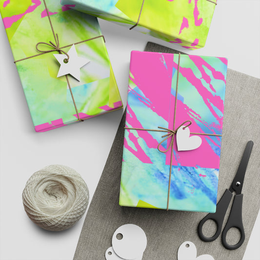 Gift Wrap Sheet — Bright Pink, Blue & Lime Birthday Wrapping Paper