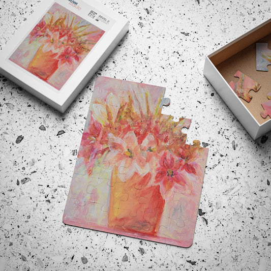 Puzzle for Kids, 30-Piece |  Flowers in Pink Air