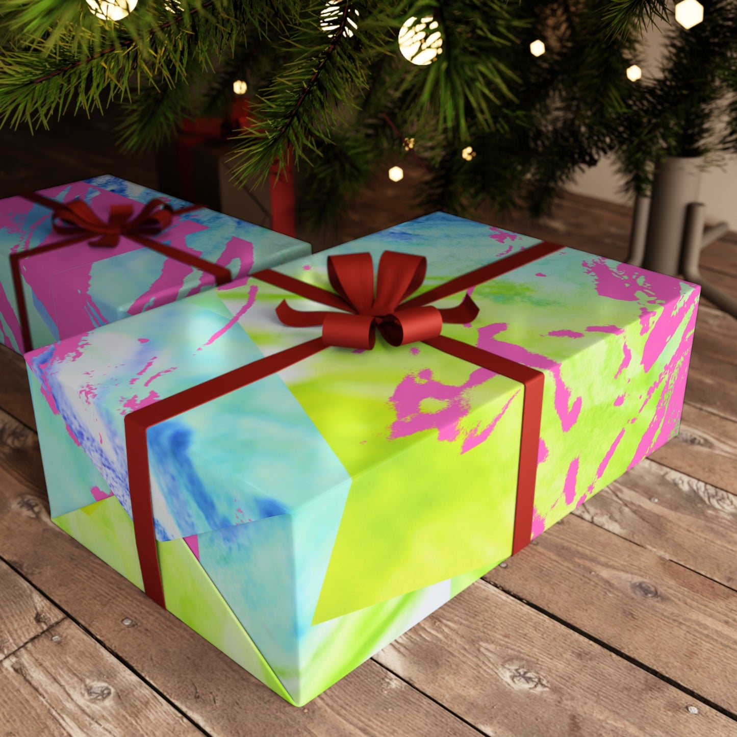 Gift Wrap Sheet — Bright Pink, Blue & Lime Birthday Wrapping Paper