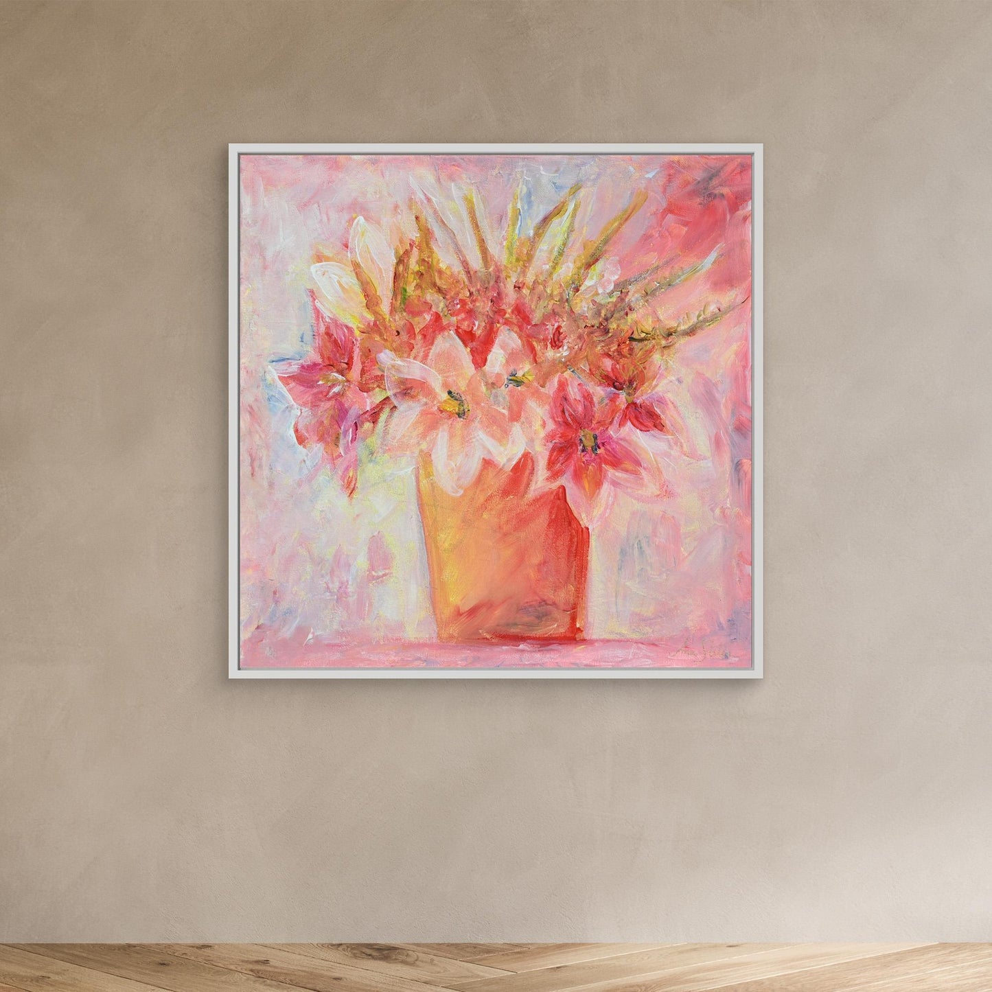 Art Print - Flowers in pink air