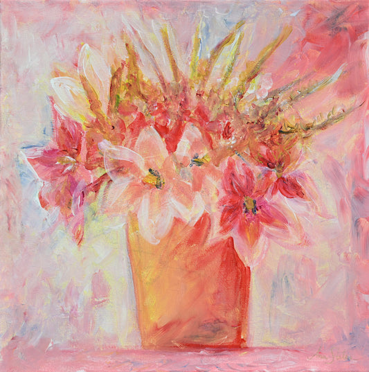 Original acrylic painting "Flowers in Pink Air"