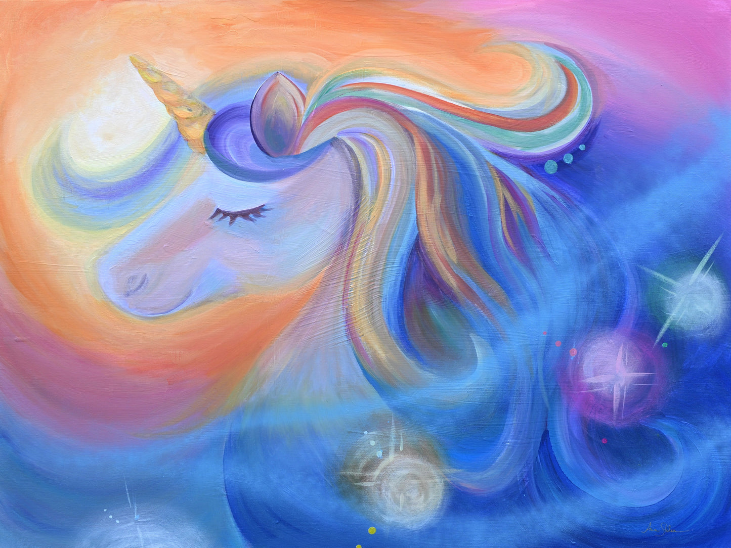 Original acrylic painting "Sweet Dreams Unicorn "