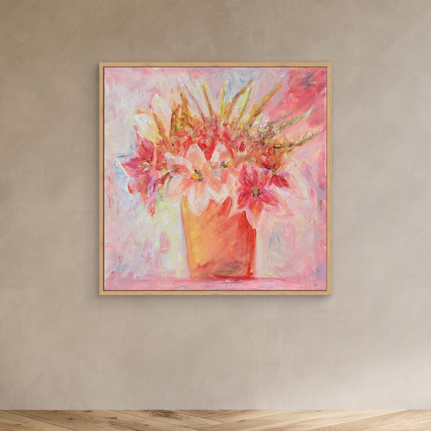Art Print - Flowers in pink air