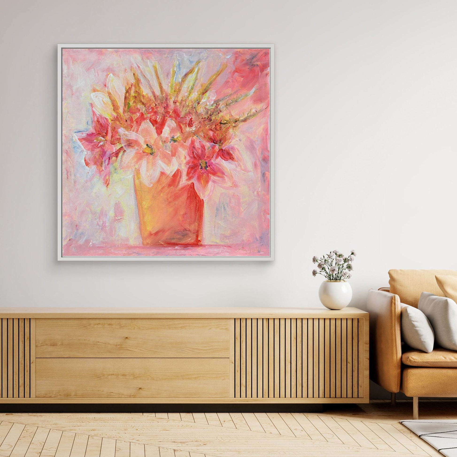 Art Print - Flowers in Pink Air