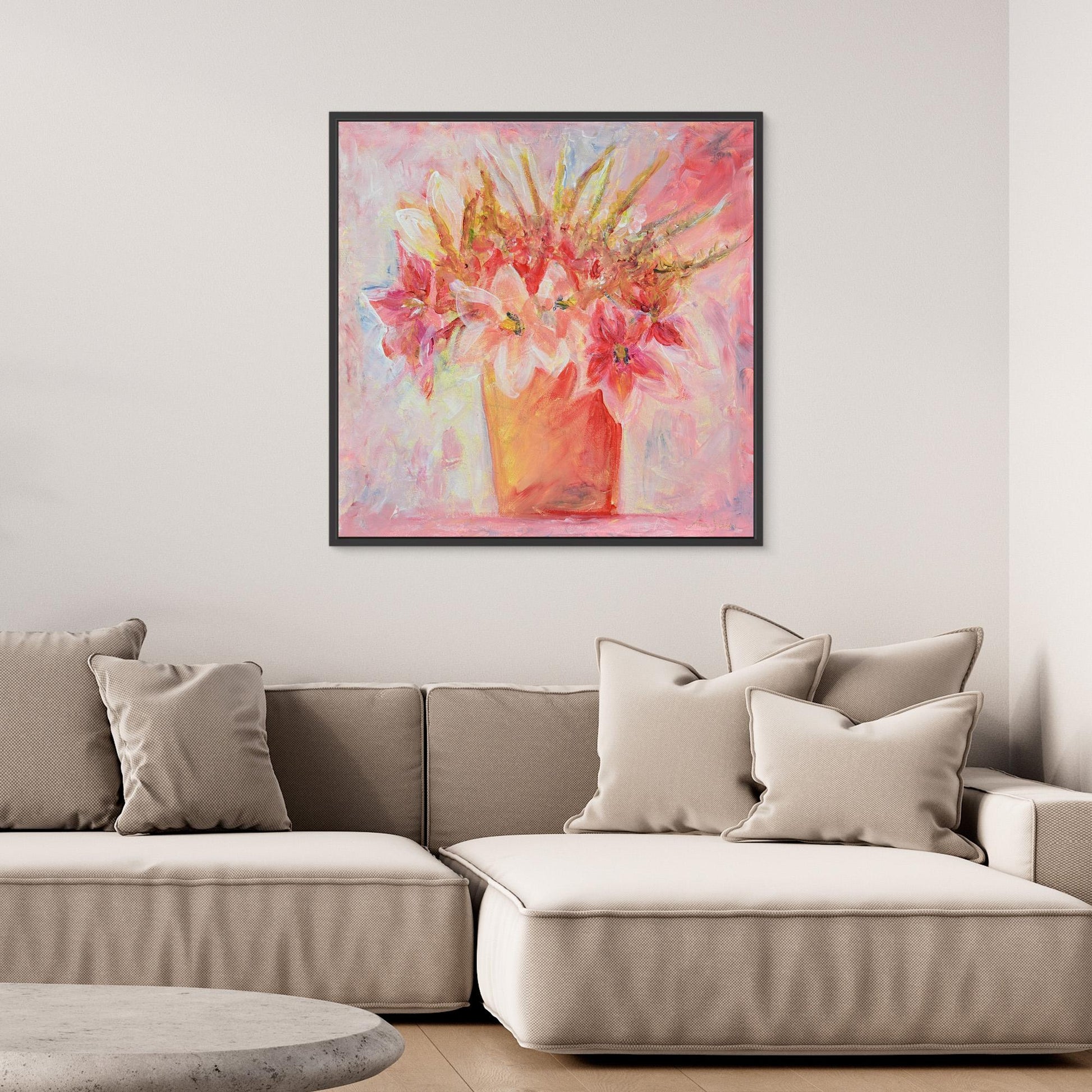 Art Print - Flowers in Pink Air