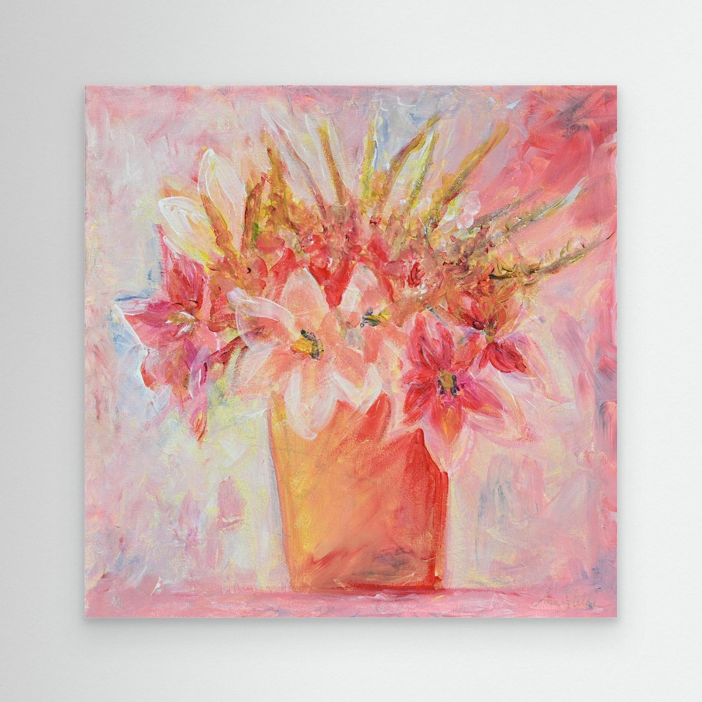 Art Print - Flowers in Pink Air