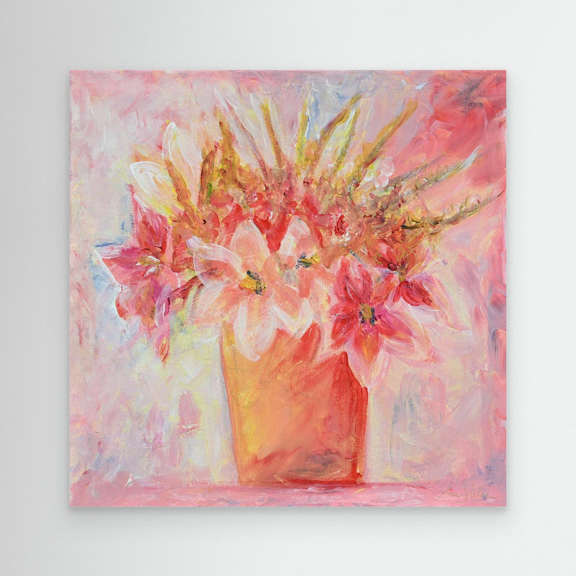 Art Print - Flowers in Pink Air