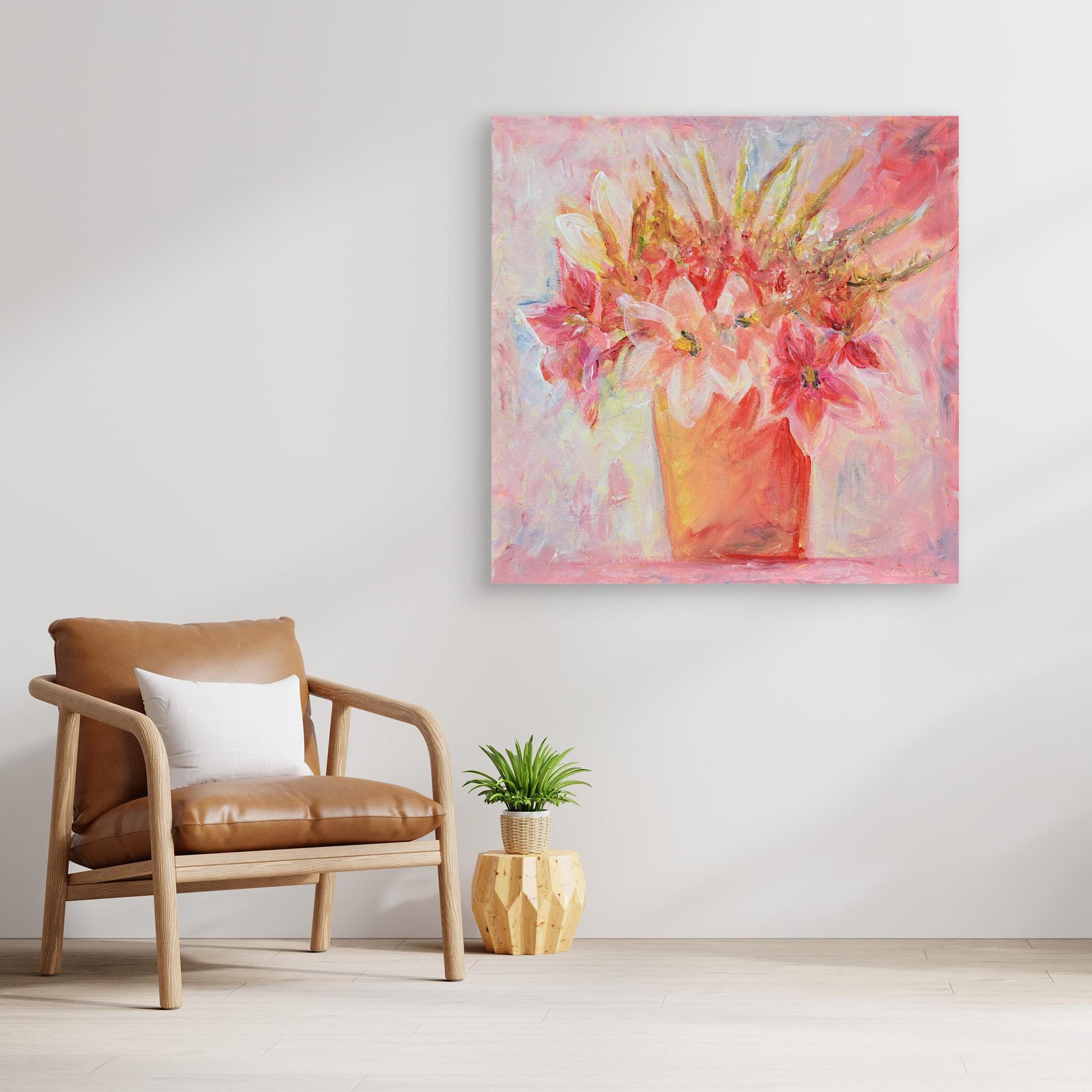 Art Print - Flowers in Pink Air