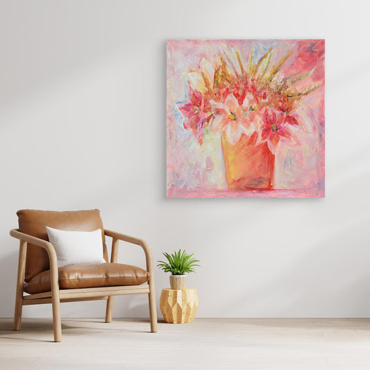 Art Print - Flowers in Pink Air